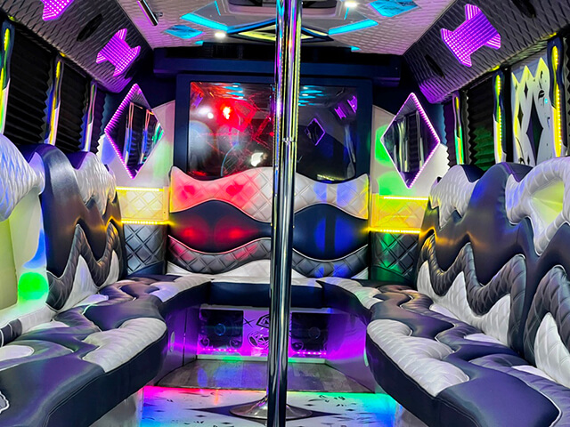 Aesthetic party bus interior