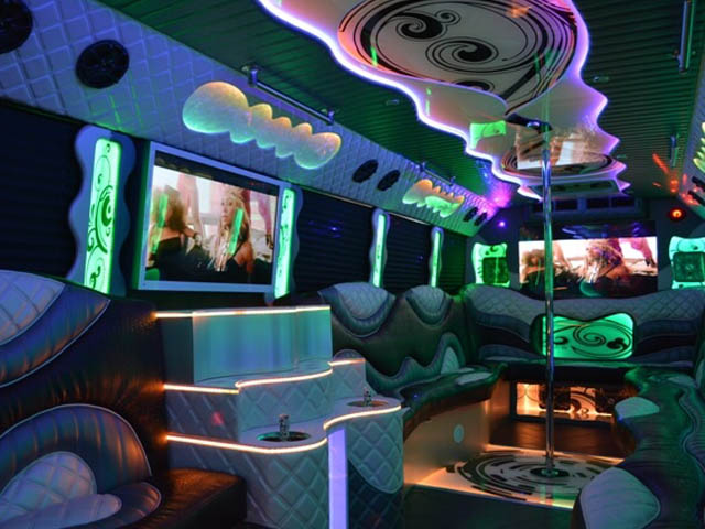 party bus interior with LED lights